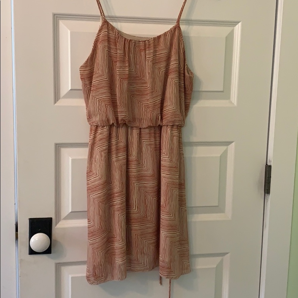 Adorable Brick Red and nude print mini dress